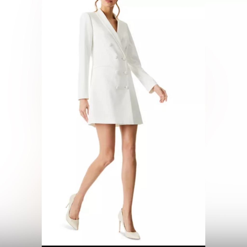 Alice + Olivia White Double-Breasted Blazer Dress